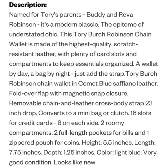 Tory Burch Robinson wallet crossbody satchel bag light blue - Picture 14 of 14